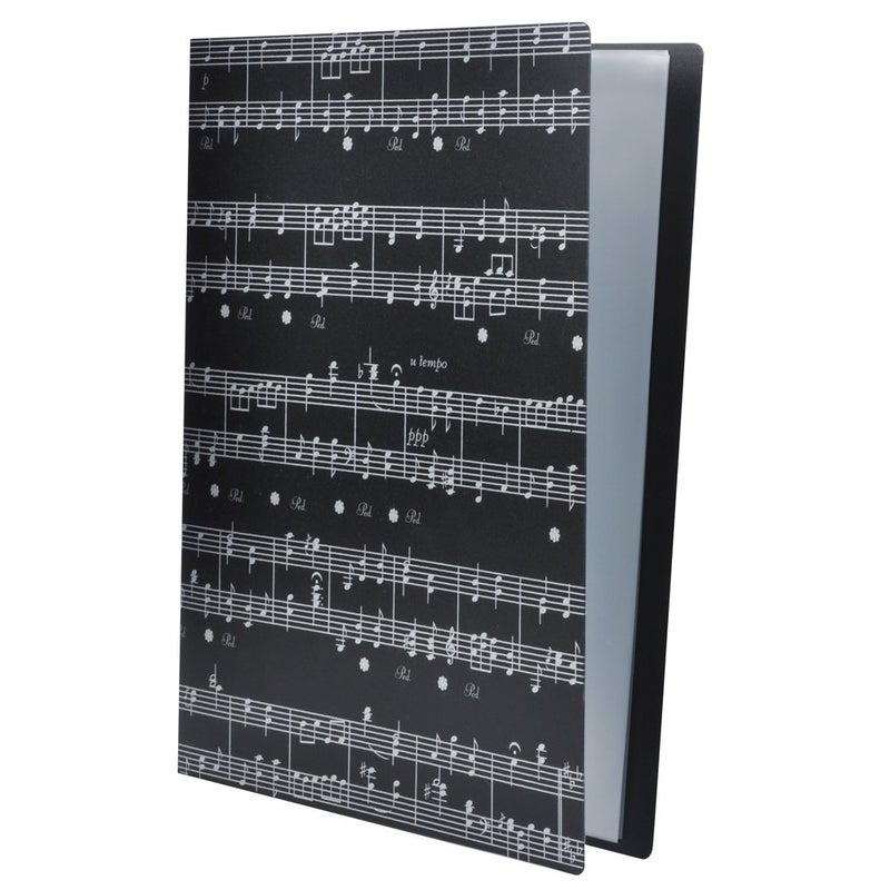 KingPoint Music File Folder A4 Size Sheet Music Folder Paper Documents Music Themed 40 Pockets Storage Folder (File Folder -Black) - Image 1